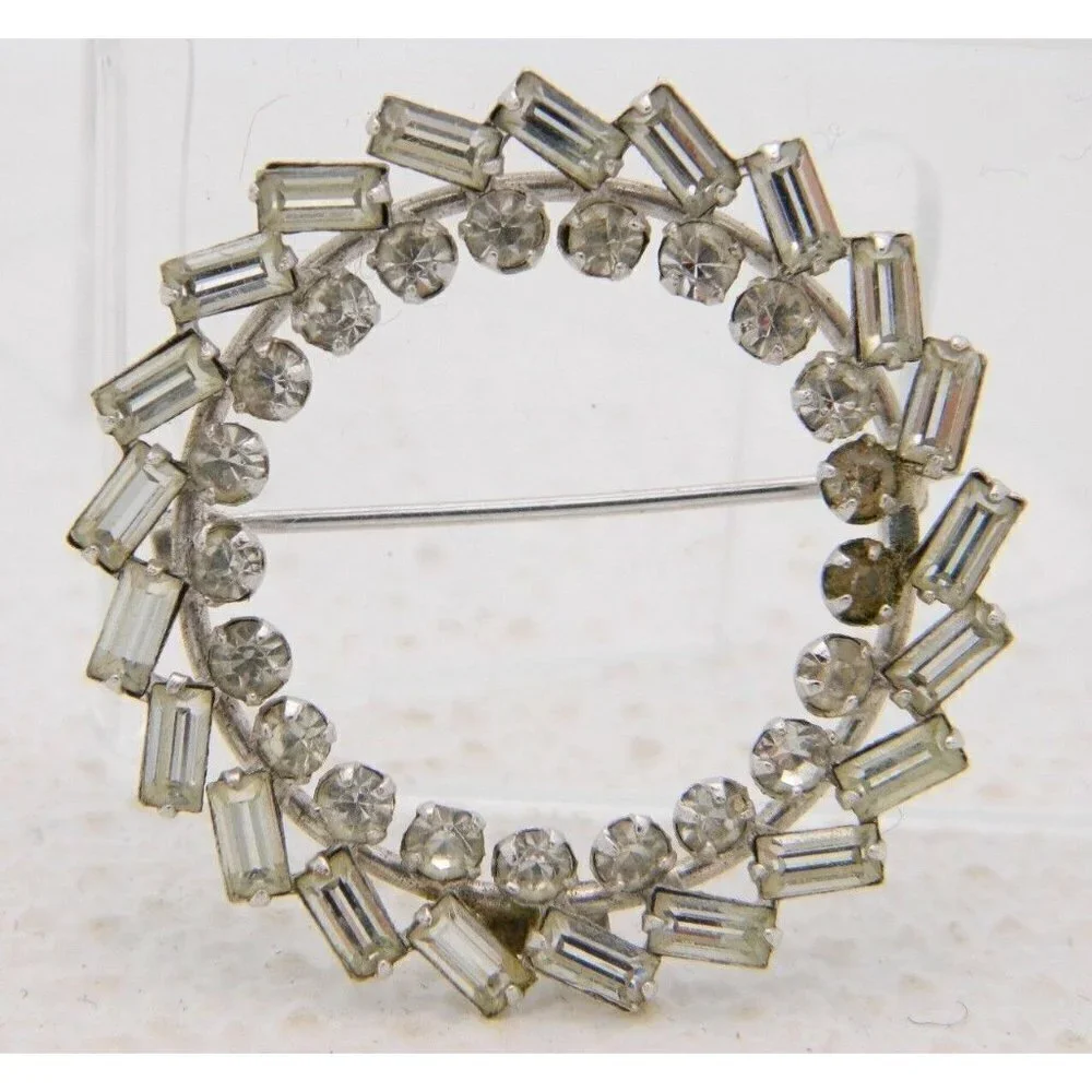 .925 Sterling Silver Carl Art Clear Glass Rhinston
